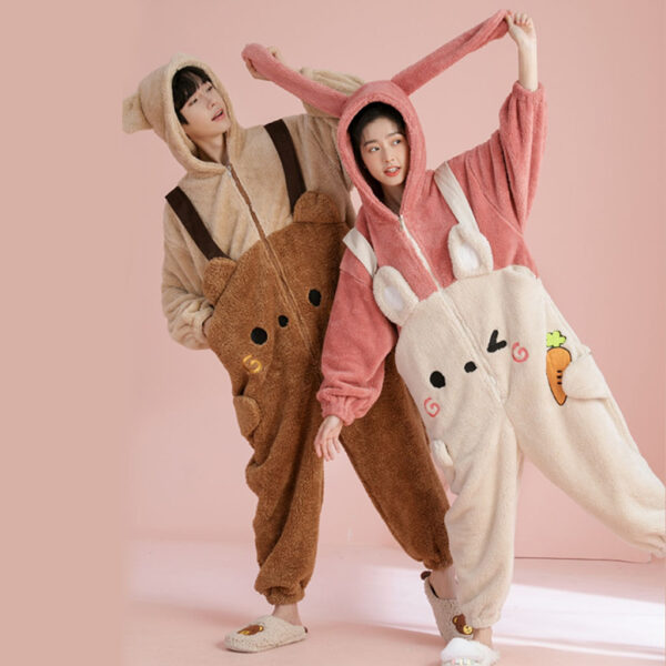 Brown Bunny Onesie Unisex Couple Pijama