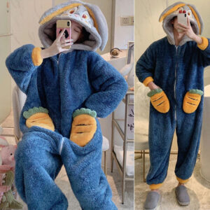 Cute Blue Bunny Onesie For Adults