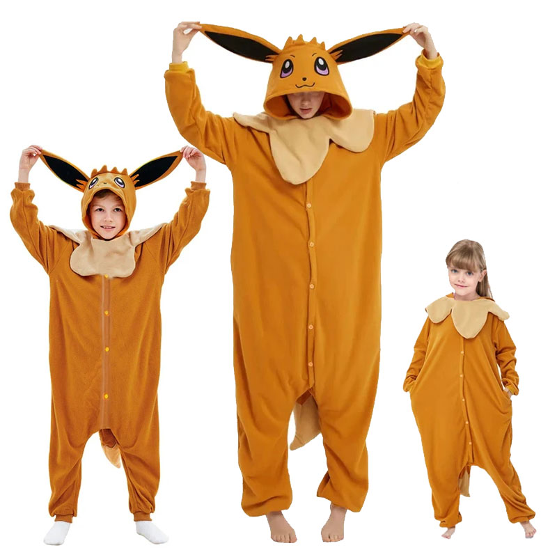 Pokemon Eevee Onesie Pajamas Kigurumi For Adult, Kids 11 Pokemon Eevee Onesie Kigurumi