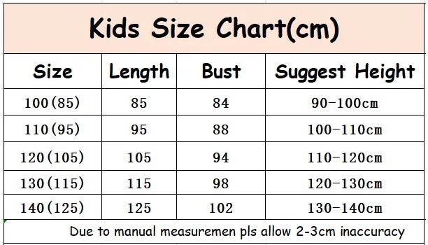 Kid size chart