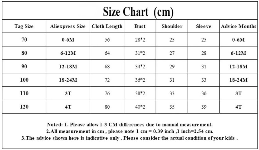 infant stitch onesie size chart
