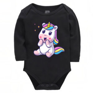 Colorful Rainbow Mane Unicorn Baby Onesie Bodysuit