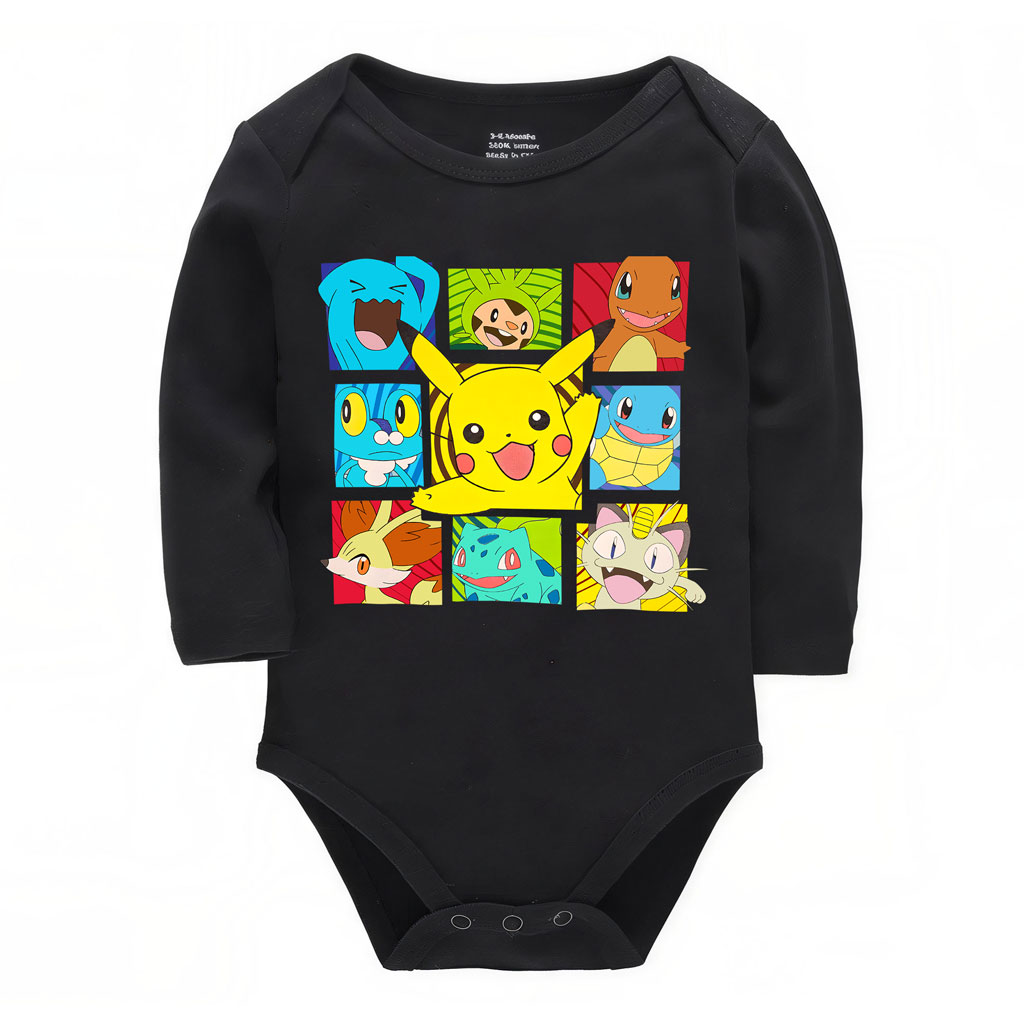 Pokemon Characters Bodysuit Baby Short/Long Sleeve 9 Pokemon Characters Bodysuit Baby ShortLong Sleeve