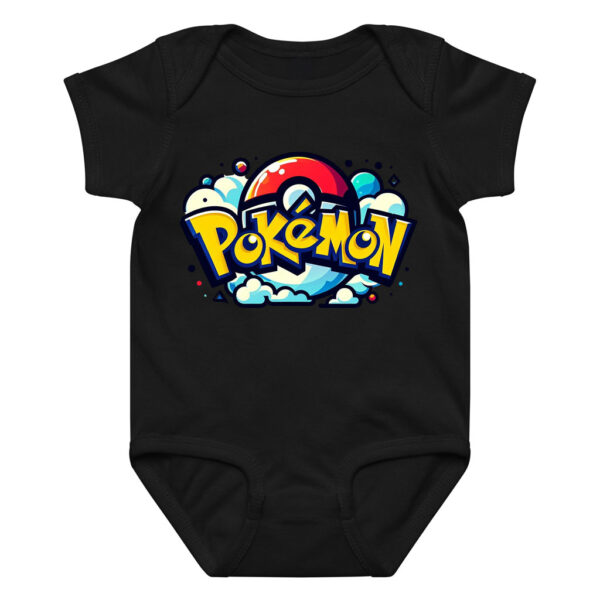 Pokemon Logo Baby Bodysuit Black Cotton Onesie