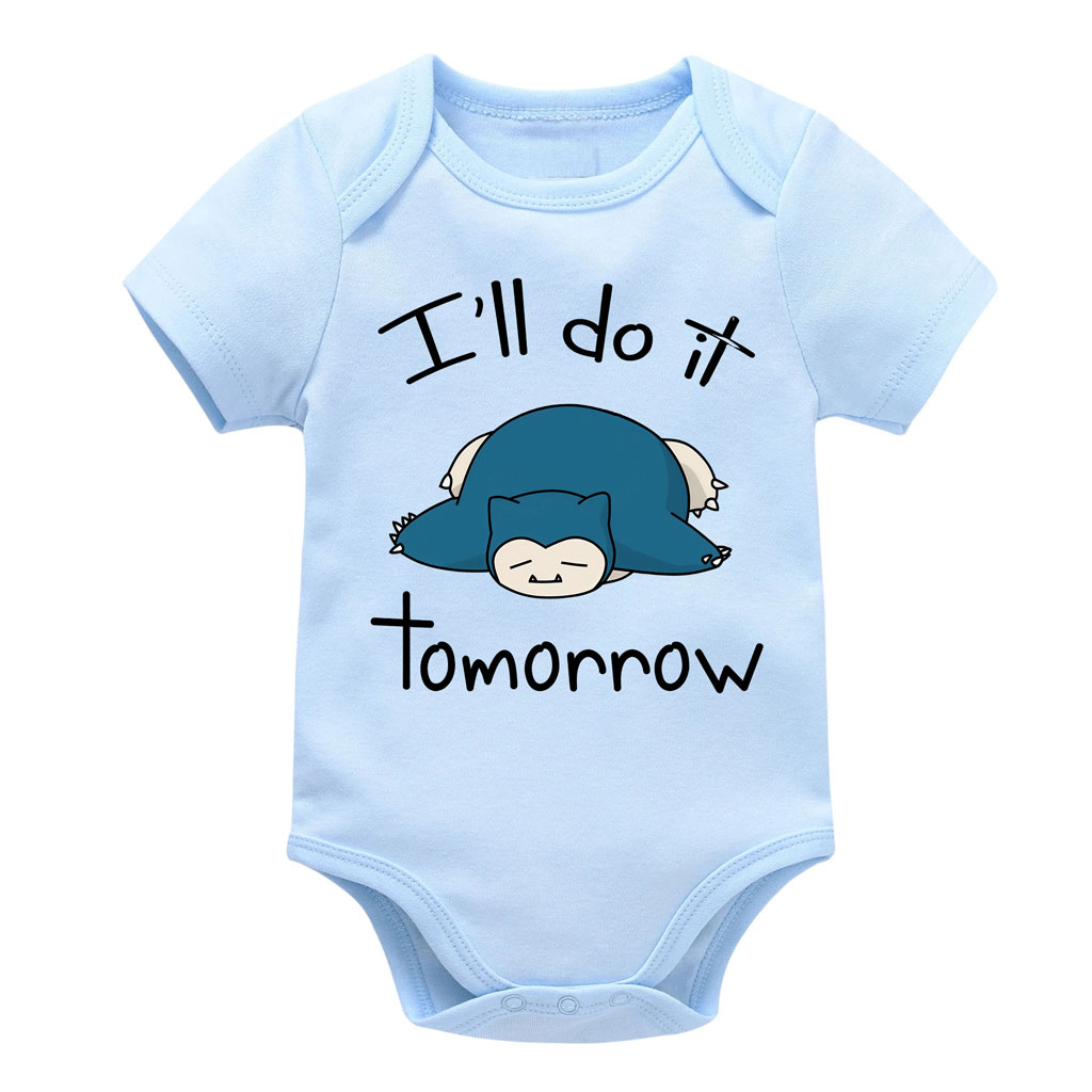 Pokemon Snorlax Baby Bodysuit Funny Quote Ill Do it Tomorrow 1
