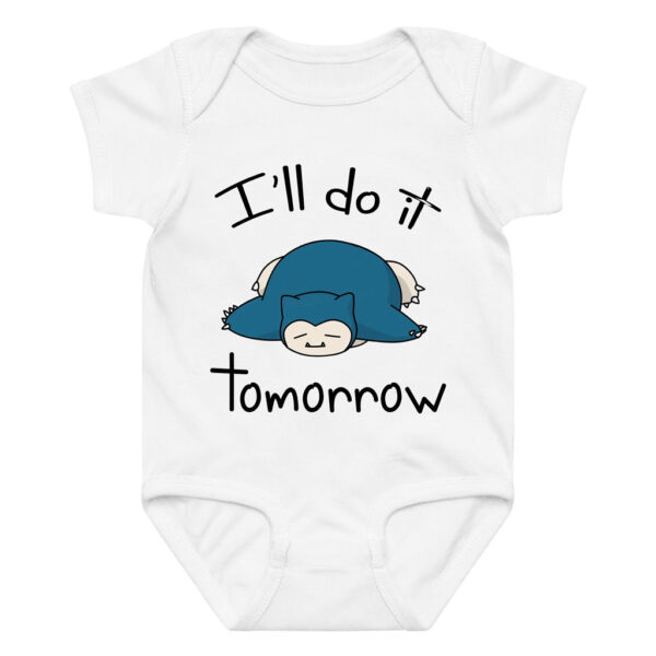 Pokemon Snorlax Baby Bodysuit Funny Quote I'll Do it Tomorrow