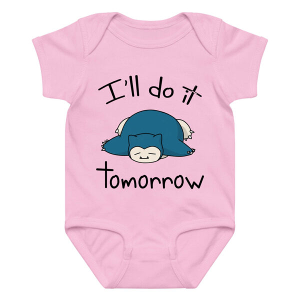 Pokemon Snorlax Baby Bodysuit Funny Quote I'll Do it Tomorrow