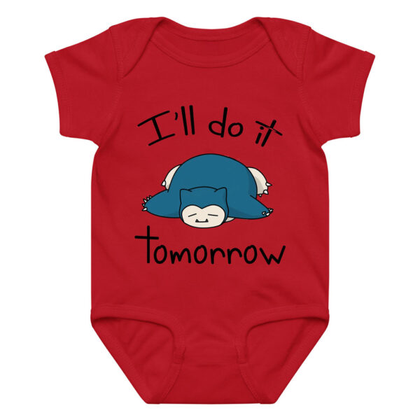 Pokemon Snorlax Baby Bodysuit Funny Quote I'll Do it Tomorrow