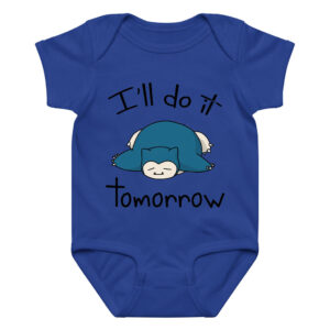Pokemon Snorlax Baby Bodysuit Funny Quote I'll Do it Tomorrow