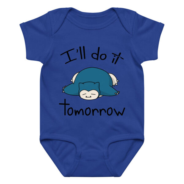 Pokemon Snorlax Baby Bodysuit Funny Quote I'll Do it Tomorrow
