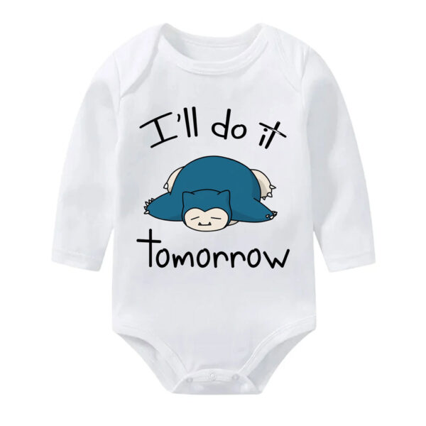 Pokemon Snorlax Baby Bodysuit Funny Quote I'll Do it Tomorrow