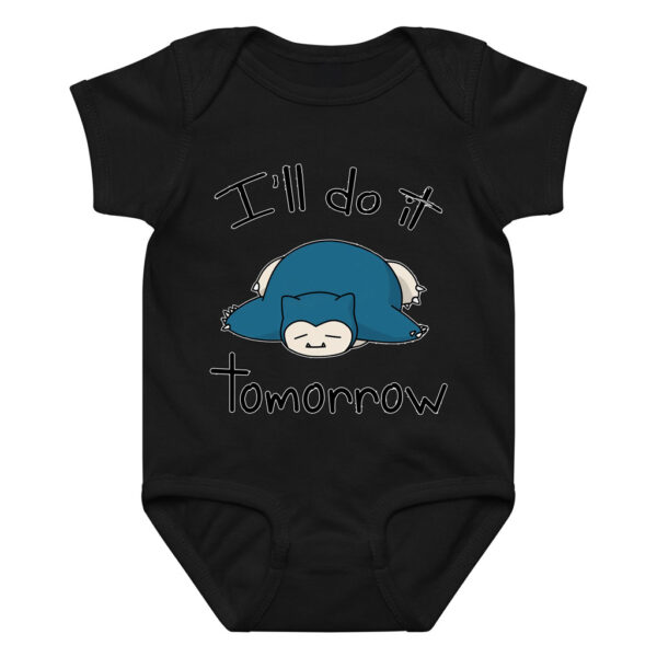 Pokemon Snorlax Baby Bodysuit Funny Quote I'll Do it Tomorrow