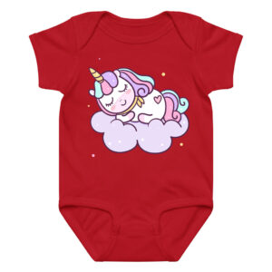 Rainbow Unicorn Sleeping Baby Bodysuit