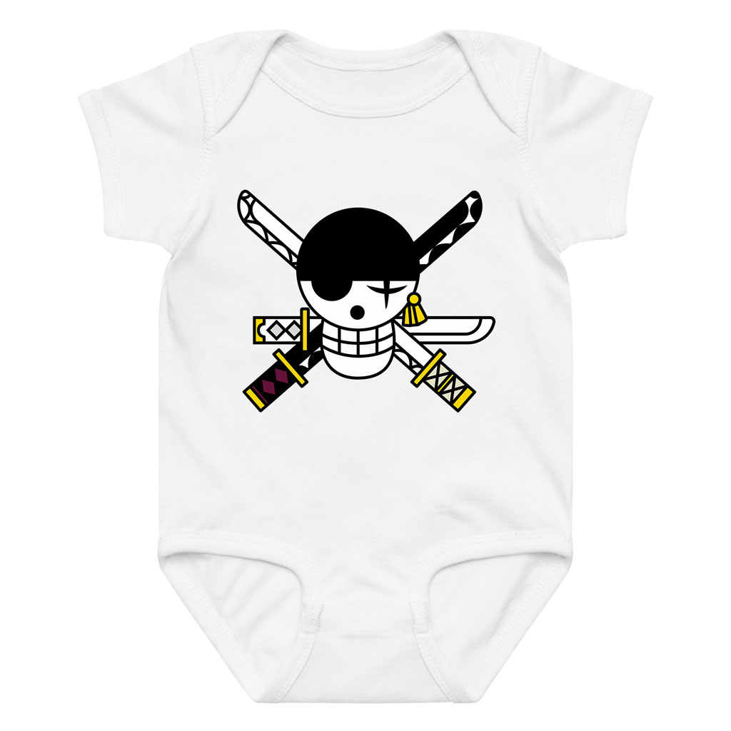 Roronoa Zoro Jolly Roger Onesie Baby Bodysuit 9 Roronoa Zoro Jolly Roger Onesie Baby Bodysuit
