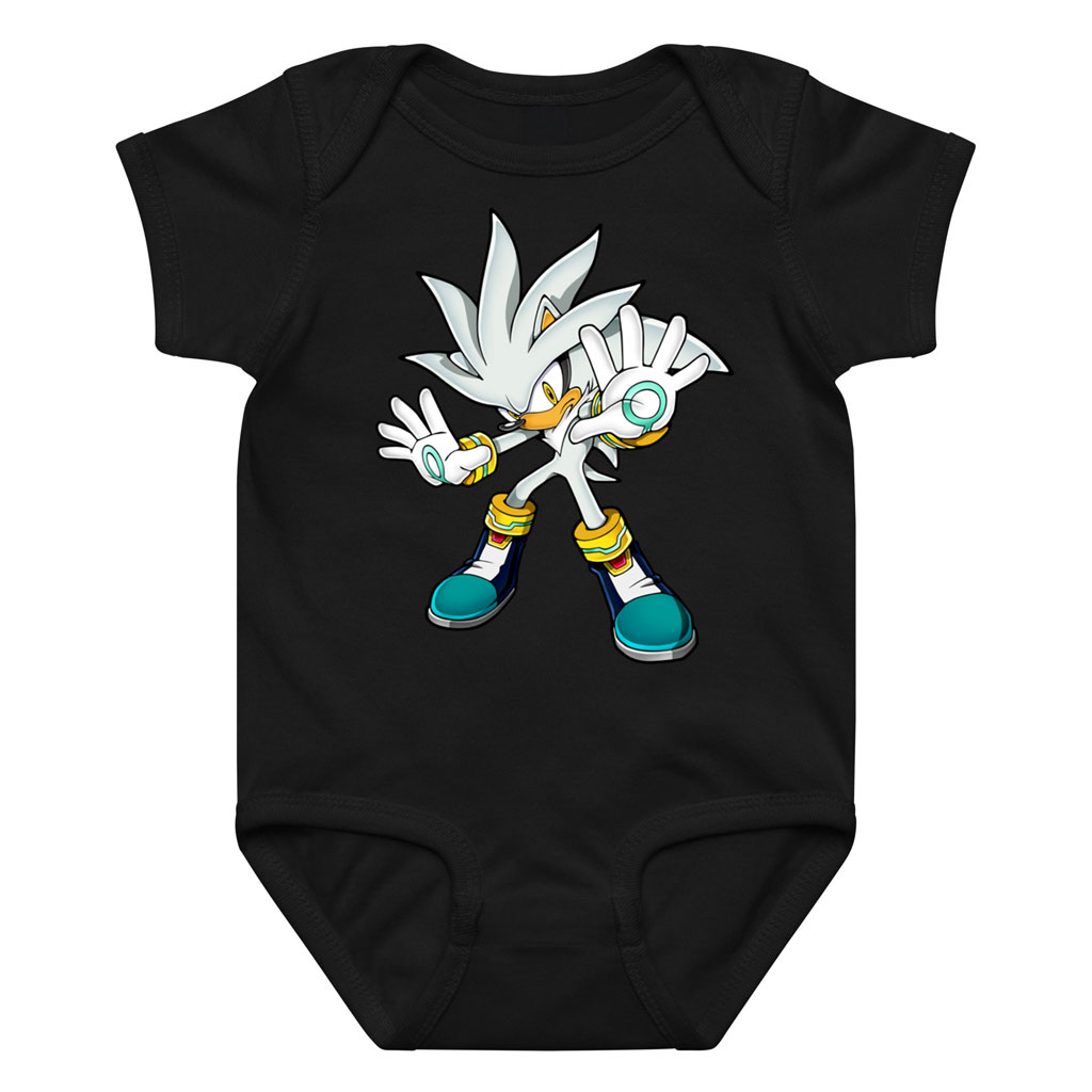 Silver the Hedgehog Bodysuit Onesie Baby Multicolors: Pink, Red, Black, Blue.... 2 Silver the Hedgehog Bodysuit Onesie Baby Multicolors