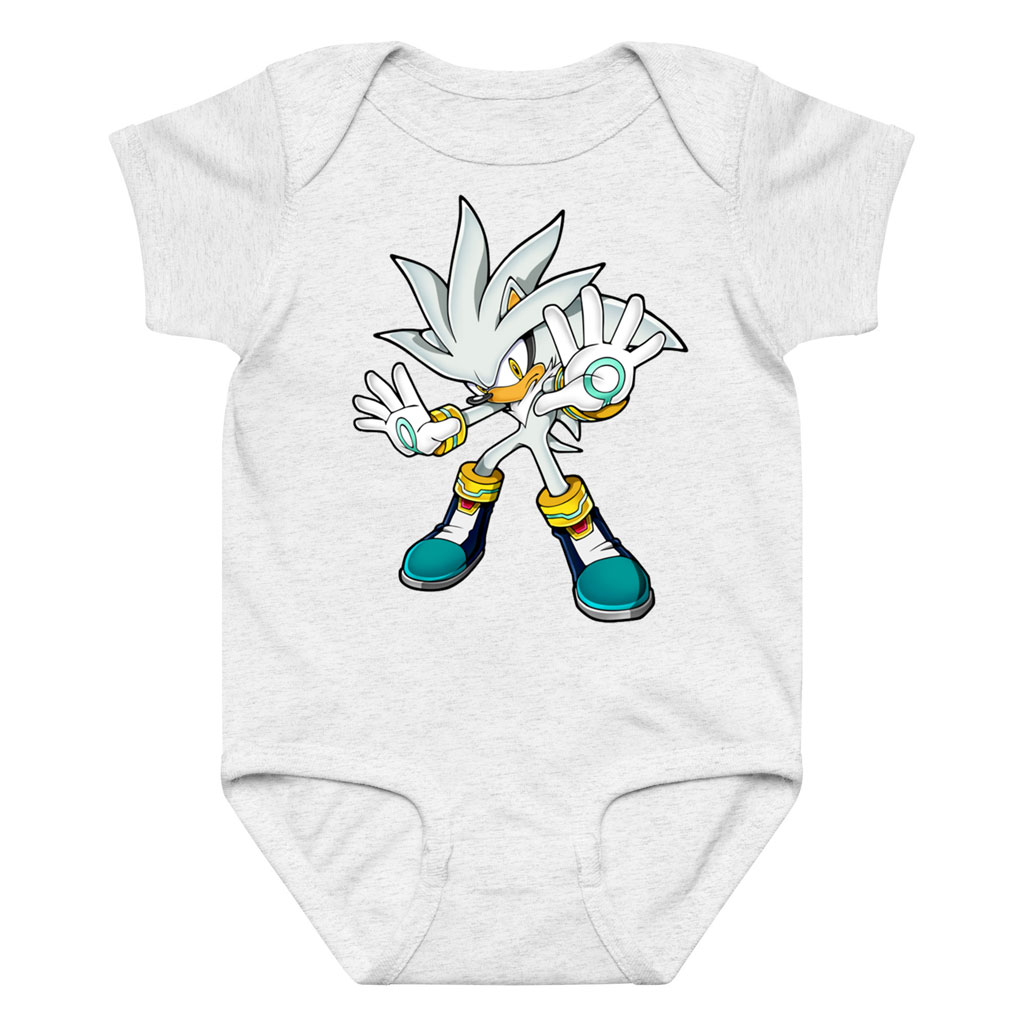 Silver the Hedgehog Bodysuit Onesie Baby Multicolors: Pink, Red, Black, Blue.... 4 Silver the Hedgehog Bodysuit Onesie Baby Multicolors