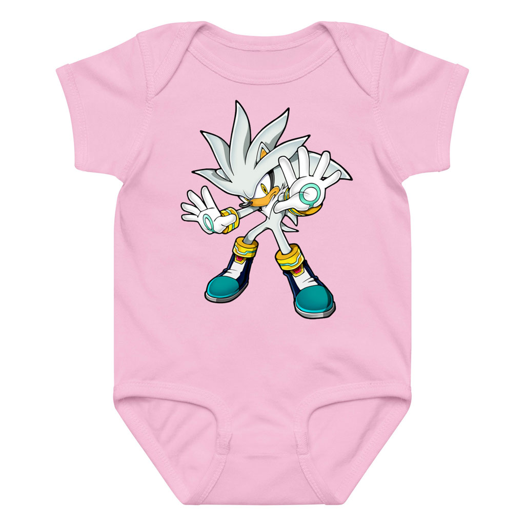 Silver the Hedgehog Bodysuit Onesie Baby Multicolors: Pink, Red, Black, Blue.... 5 Silver the Hedgehog Bodysuit Onesie Baby Multicolors