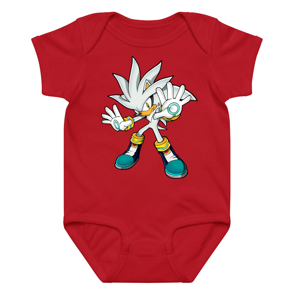 Silver the Hedgehog Bodysuit Onesie Baby Multicolors: Pink, Red, Black, Blue.... 1 Silver the Hedgehog Bodysuit Onesie Baby Multicolors