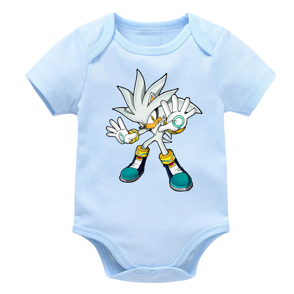 Silver the Hedgehog Bodysuit Onesie Baby Multicolors: Pink, Red, Black, Blue.... 9 Silver the Hedgehog Bodysuit Onesie Baby Multicolors