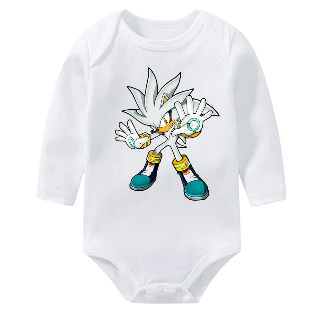 Silver the Hedgehog Bodysuit Onesie Baby Multicolors: Pink, Red, Black, Blue.... 3 Silver the Hedgehog Bodysuit Onesie Baby Multicolors
