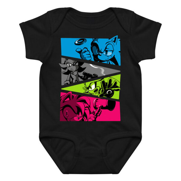 Sonic Characters Color Block Baby Clothes Onesie Sonic, Shadow & Amy