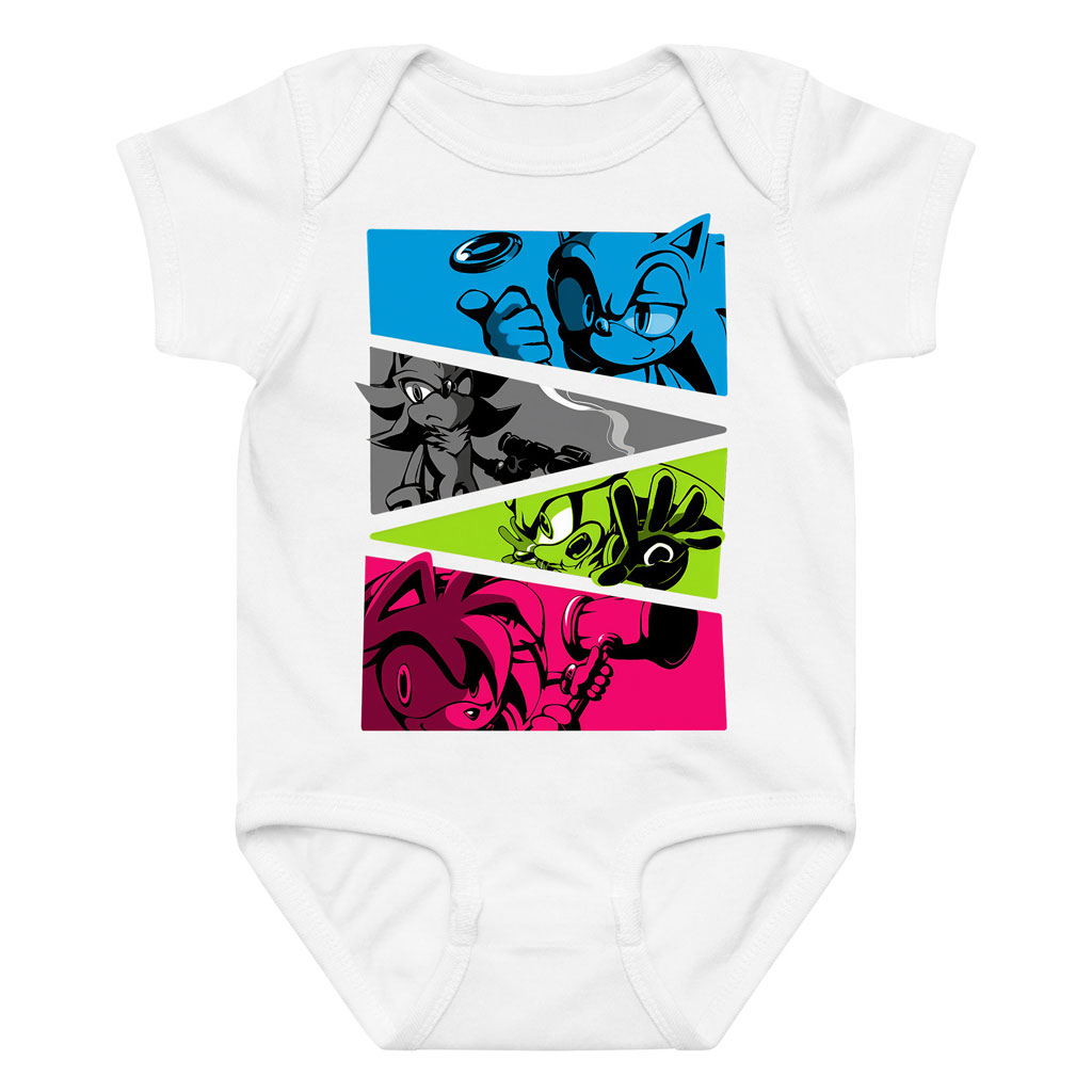 Sonic Characters Color Block Baby Clothes Onesie: Sonic, Shadow & Amy 10 Sonic Characters Color Block Baby Clothes Onesie Sonic, Shadow & Amy