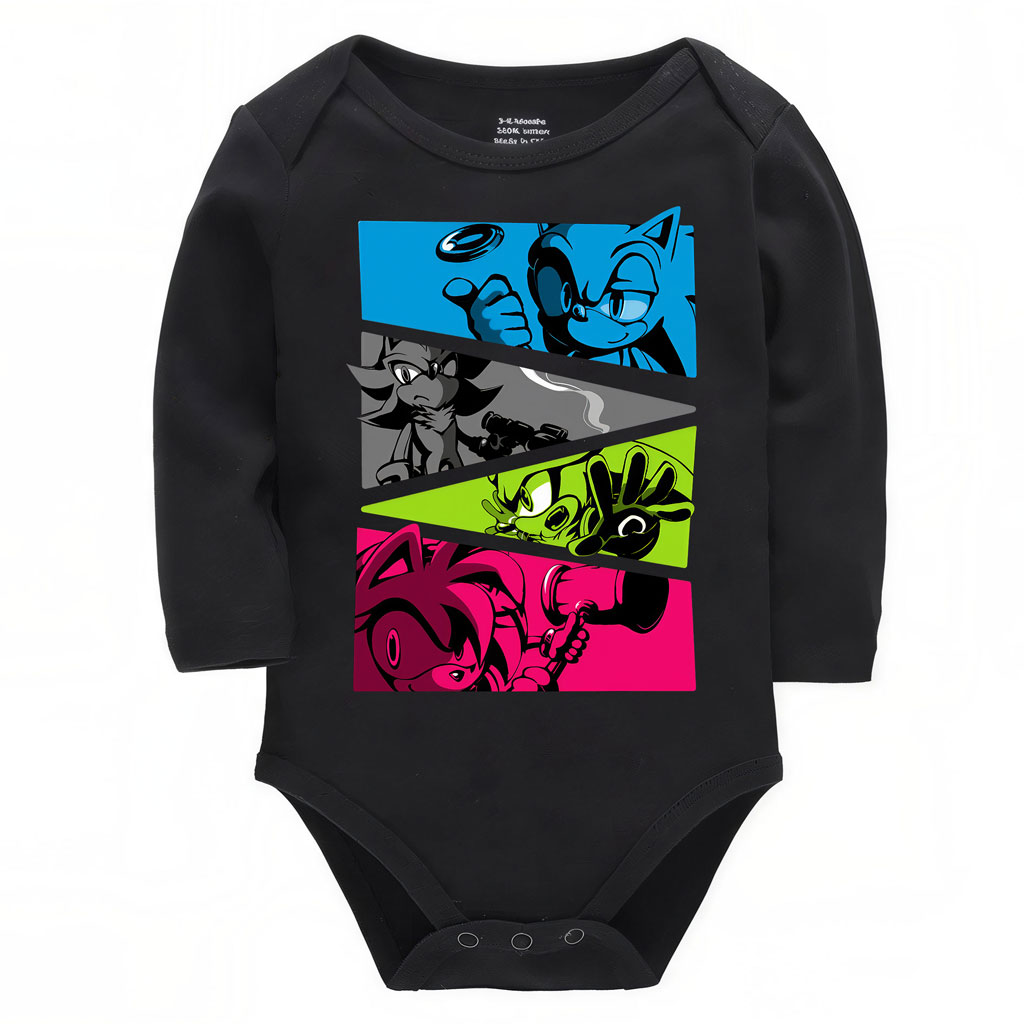 Sonic Characters Color Block Baby Clothes Onesie: Sonic, Shadow & Amy 9 Sonic Characters Color Block Baby Clothes Onesie Sonic, Shadow & Amy