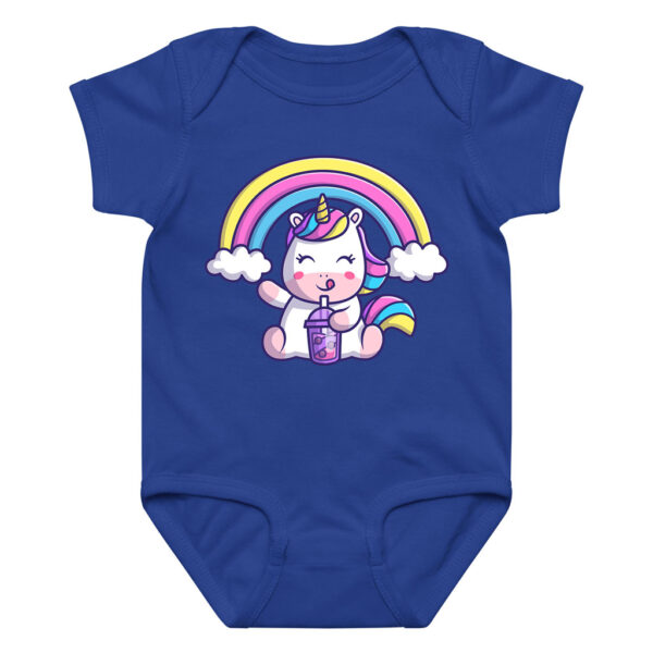 Rainbow Unicorn Baby Onesie with Boba Drink Print