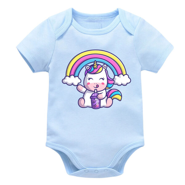 Rainbow Unicorn Baby Onesie with Boba Drink Print